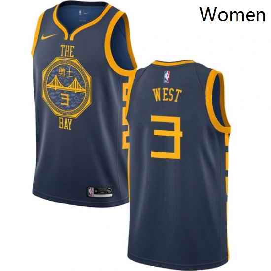 Womens Nike Golden State Warriors 3 David West Swingman Navy Blue NBA Jersey City Edition